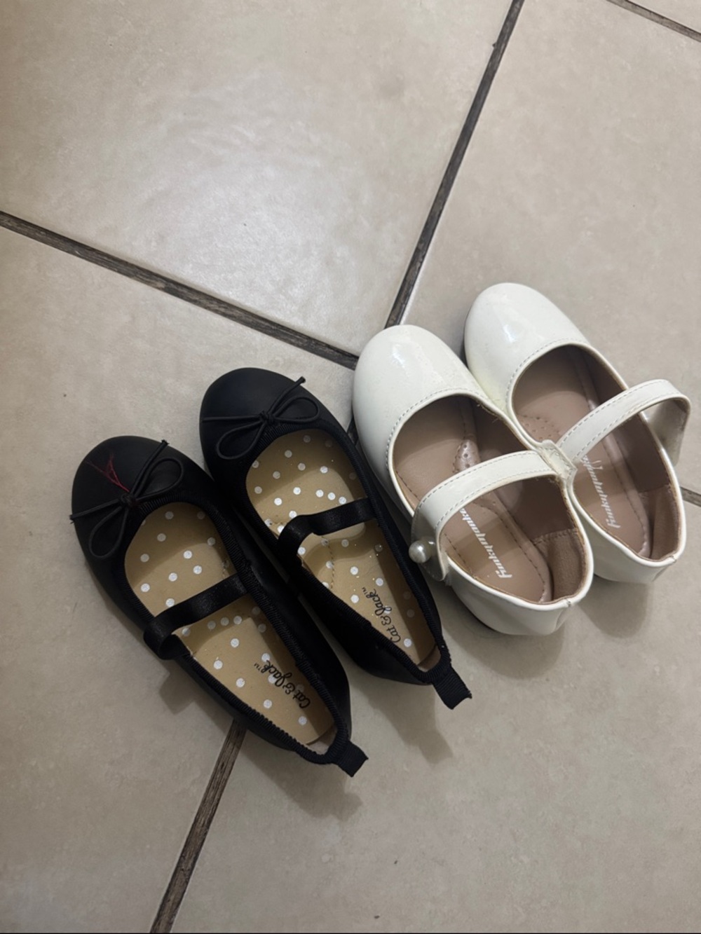Girls Black and White Mary Jane Dress Shoes